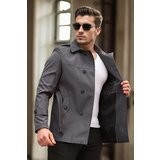 Dewberry 23058 Lined Belted Double Breasted Mens Trenchcoat-GREY