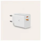 zidni punjač 20W PD, dual USB-A + USB-C, bijeli