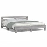  The Living Store Posteljni okvir z vzglavjem in LED siva sonoma 200x200 cm - Posteljni Okvir, (21502708) | Shoptok.si