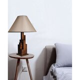 Opviq Kule Ceviz Ahşap Masa Lambası Pramit Açık Hasır Abajurlu Walnut Table Lamp Cene