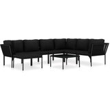 8-dijelna vrtna garnitura s jastucima crna PVC | shoptok.hr