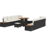 vidaXL Vrtna sedežna garnitura 11 pcs Črna poli ratan, (5000145728) | Shoptok.si