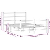  Metalni okvir kreveta uzglavlje i podnožje bijeli 135 x 190 cm | shoptok.hr