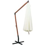  Viseći Suncobran 350 cm s Drvenom Šipkom Bijeli | shoptok.hr