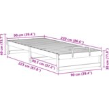 vidaXL Krevetna konstrukcija s ručkama Bijelo 90 x 220 cm | shoptok.hr