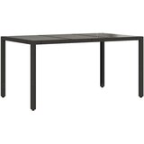  Vrtni stol sa staklenom pločom crni 150x90x75 cm od poliratana | shoptok.hr