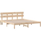 vidaXL rjav posteljni okvir s pohištvenim naslonjalom 180x200 cm iz trdnega bora | Shoptok.si