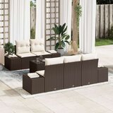  6-delni vrtni sofa set z blazinami Rjav Poly Rattan, (22092233) Cene