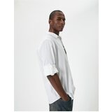 Koton Classic Shirt with Sleeve Detailed Button Long Sleeve cene
