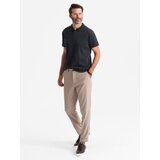 Ombre Men's melange polo shirt with striped collar - black | shoptok.hr