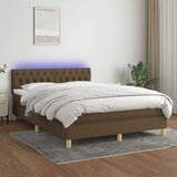  Krevet box spring s madracem LED tamnosmeđi 140x190 cm tkanina | shoptok.hr