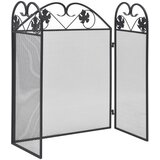 vidaXL Zaslon za kamin 3-delni železo črn, (21394028) | Shoptok.si