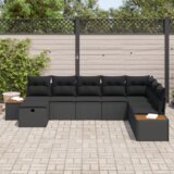 vidaXL set od 8 dijelova vrtnih kauča s jastučićima crni poli ratan | shoptok.hr
