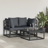 vidaXL Sjedeća garnitura za vrt 3 pcs Crna 70 x 70 x 32 cm Aluminij | shoptok.hr