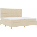  LED Box Spring Krevet s uzglavljem Krema 200 x 200 cm tkanina | shoptok.hr