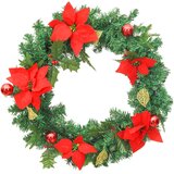  Božićni vijenac s LED svjetlima zeleni 60 cm PVC | shoptok.hr