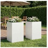vidaXL Vrtna saksija 2 kom. Bijela 40 x 40 x 75 cm Čelična vrata - Bijela 40 x 40 x 75 cm 2 | shoptok.hr