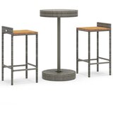 The Living Store Vrtna barska garnitura 3-delna poli ratan in trden les akacije - Vrtna Barska Garnitura, (21421600) | Shoptok.si