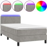  Box spring s madracem LED svjetlosivi 90x190 cm baršun | shoptok.hr