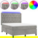 The Living Store Box spring postelja z vzmetnico LED svetlo siva 140x200cm žamet - Box Spring Postelja, (21489699) | Shoptok.si