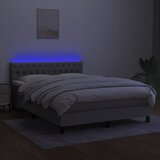 Krevet box spring s madracem LED svjetlosivi 140x190 cm tkanina | Eponuda.com