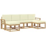 vidaXL Zunanja garnitura za sedenje 6 pcs Bela in krem Poliester, (5000280883) | Shoptok.si
