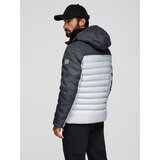 Ombre Men's long quilted jacket with large pockets - beige | shoptok.hr