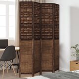 vidaXL Paravan 4-delni temno rjav trden les pavlovnije | Shoptok.si