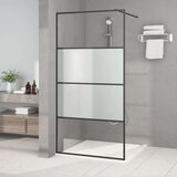Pregrada za tuš crna 100 x 195 cm s napola mutnim staklom ESG | shoptok.hr