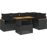 Maison Chic Seti vrtnega pohištva - Vrtna garnitura - Vrtni pohištvo set z blazinami 6-delna črn ratan/akacija, (21805892) | Shoptok.si