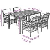  5-dijelni vrtni blagovaonski set s jastucima od poliratana crni | shoptok.hr