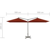  Dvostruki vrtni suncobran s čeličnim stupom 600x300 cm terakota | shoptok.hr