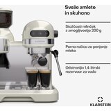 Klarstein Bella Café Ročni aparat za kavo | Vintage | mlinček | 19 barov | Penilec mleka | Manometer | 1550 V | Shoptok.si