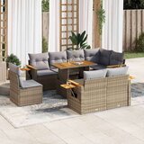 vidaXL 9-dijelni set vrtnih sofa s jastucima bež od poliratana bagrem | shoptok.hr