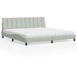  Krevet s madracem Hanko svjetlosivi 200x200 cm baršunasti | shoptok.hr