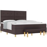 vidaXL Krevet s podnicom i madracem &amp klupa tamnosmeđa 180x200 cm tkanina Cijene