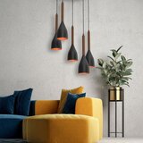  visilica na lanku MUZA 5xE27/15W/230V crna/smeđa/bakrena/buk | Eponuda.com