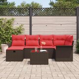  Sjedeća garnitura za vrt 7 kom. Smeđa i crvena poliratan 55 x 55 x 37 cm | shoptok.hr