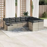  10-dijelni set vrtnih sofa poliratan s jastucima svijetlosivi | shoptok.hr