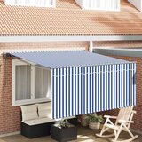vidaXL retraktilna tenda modro in belo prugasto 350 x 250 cm tkanine | Shoptok.si