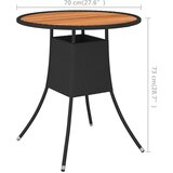  Vrtni blagovaonski stol crni Ø 70 cm poliratan i bagremovo drvo | Eponuda.com
