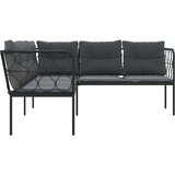  Vrtna sofa s jastucima L-oblika crna od čelika i tekstilena | shoptok.hr