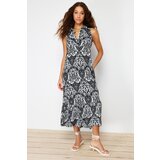 Trendyol Black Polo Neck Patterned Maxi Knitted Maxi Dress | shoptok.hr