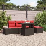  Vrtna sedežna garnitura z blazino 6 pcs Rjava in rdeča, (5000021567) | Shoptok.si