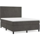  Box spring postelja z vzmetnico temno siva 140x200 cm žamet, (20790734) | Shoptok.si