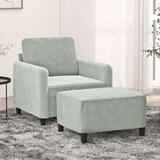vidaXL Fotelj s stolčkom za noge svetlo siv 60 cm žamet | Shoptok.si