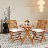  3-delni set garnitura vrtnega pohištva z okroglo mizo - bež | Shoptok.si