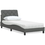 vidaXL Postelja z vzmetnico temno siva 90x190 cm blago Cene