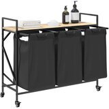  Košara za rublje s 3 odjeljka i kotačićima, boja hrasta Sonoma | shoptok.hr