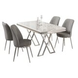 Hanah home vals - white, chrome, grey whitechromegrey dining table & chairs set (5 pieces) | Eponuda.com